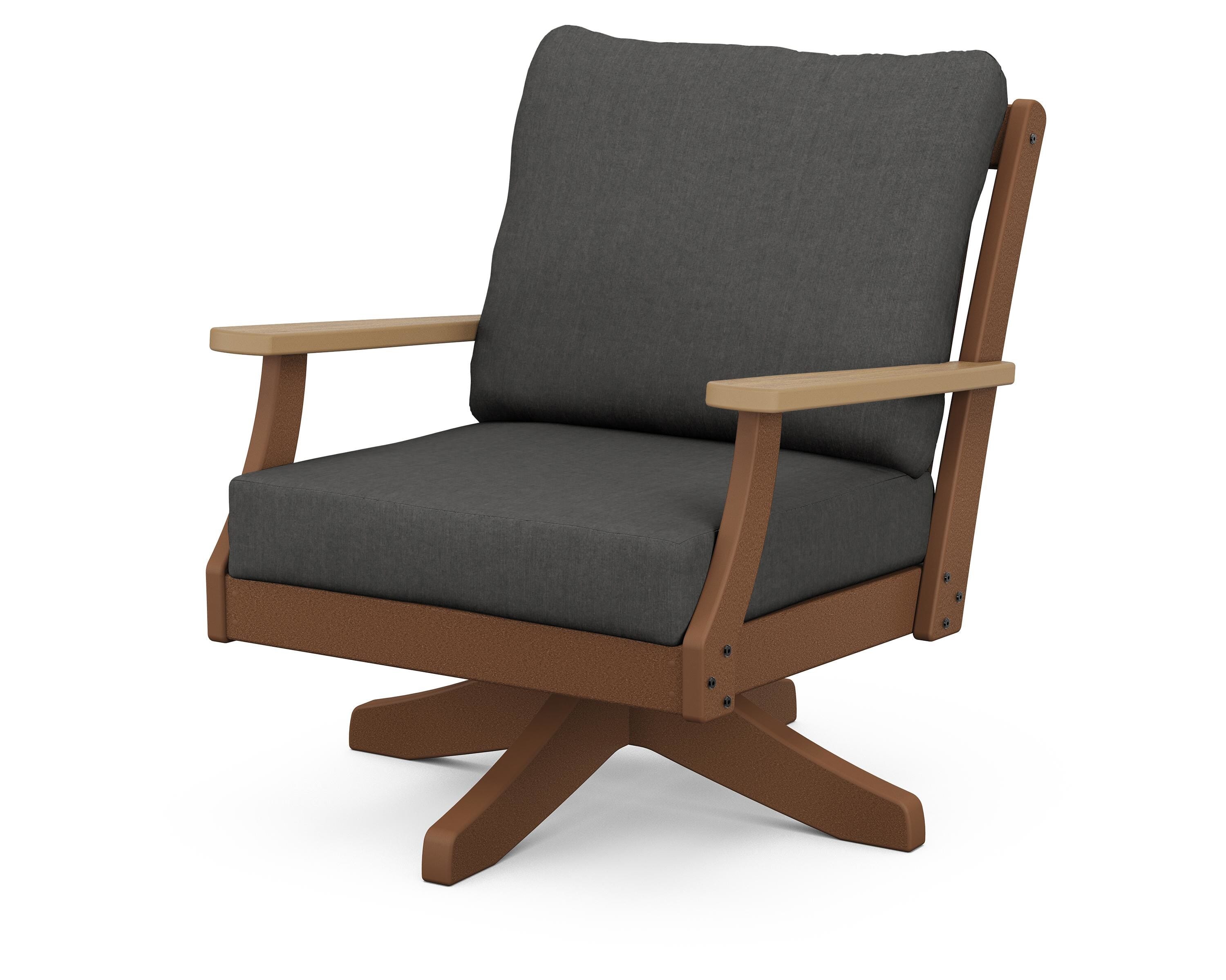 POLYWOOD® Braxton Deep Seating Swivel Chair in Teak / Natural / Spectrum Carbon