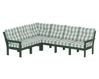 POLYWOOD® Vineyard 6-Piece Sectional in Green / Buffalo Plaid Glacier Spa