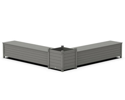 POLYWOOD® 72" Nautical L- Shaped Planter Storage Bench Set- Large in Slate Grey