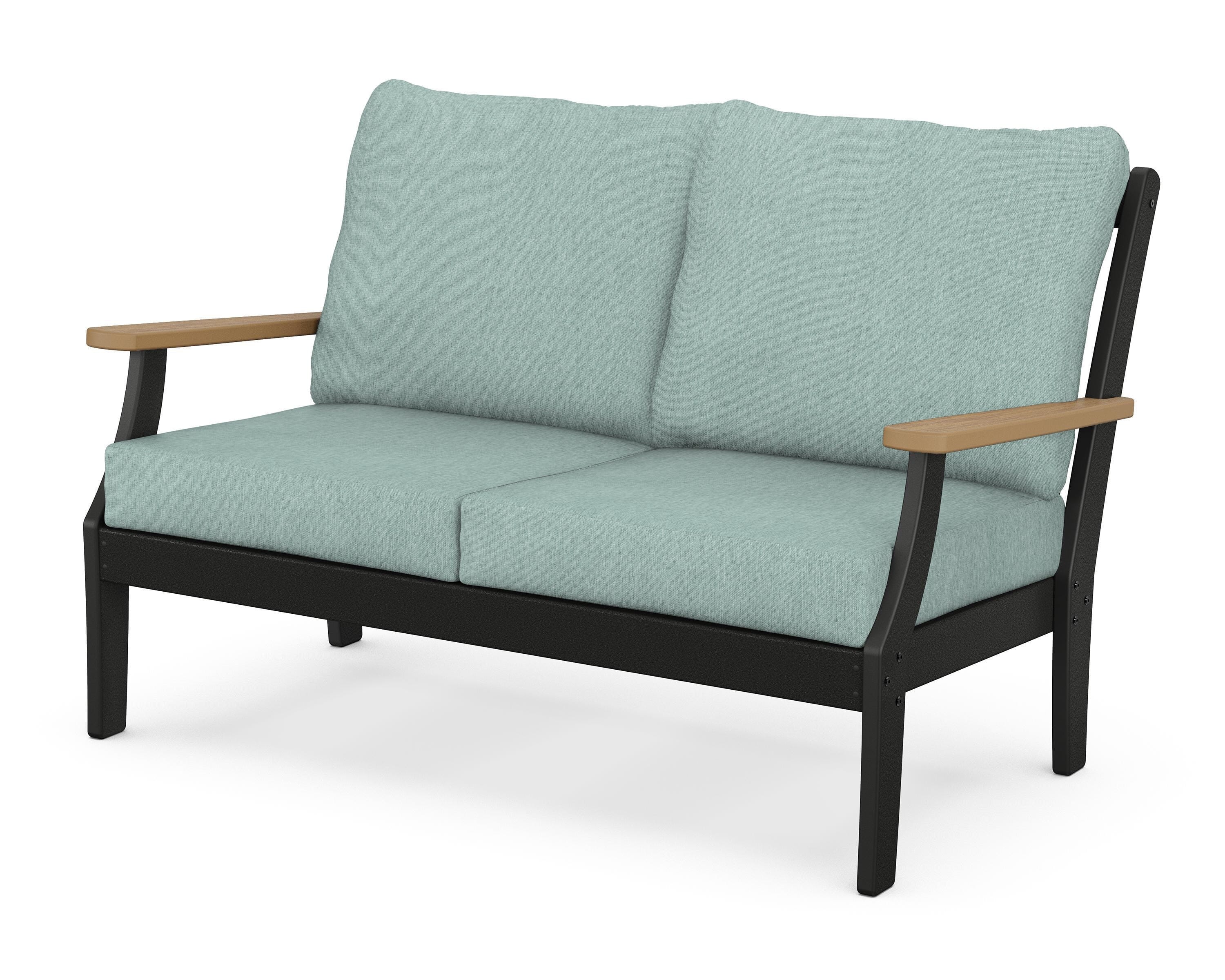POLYWOOD® Braxton Deep Seating Loveseat in Black / Natural / Glacier Spa