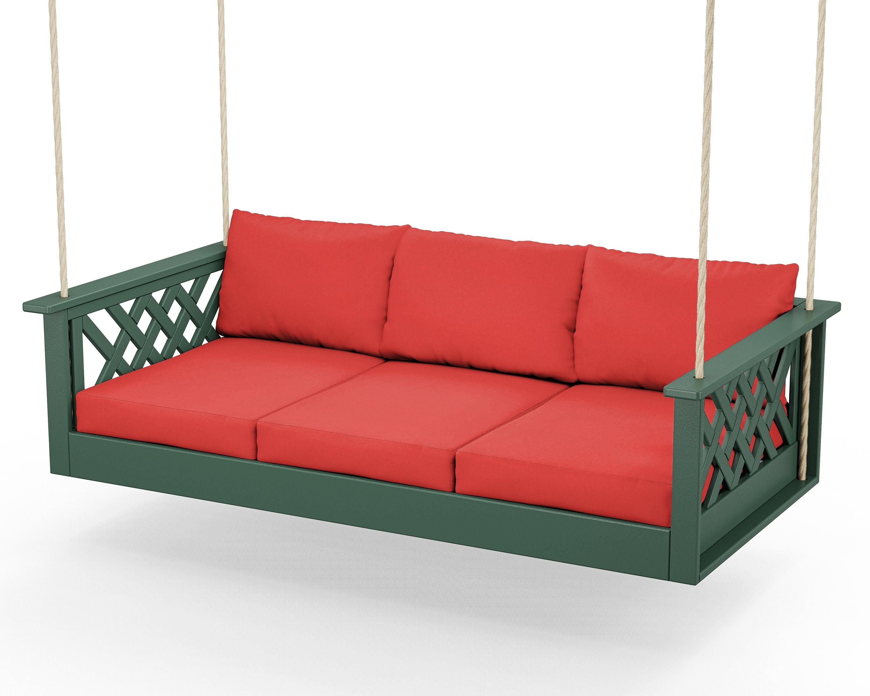 Country Living Wovendale Daybed Swing in Green / Crimson Linen