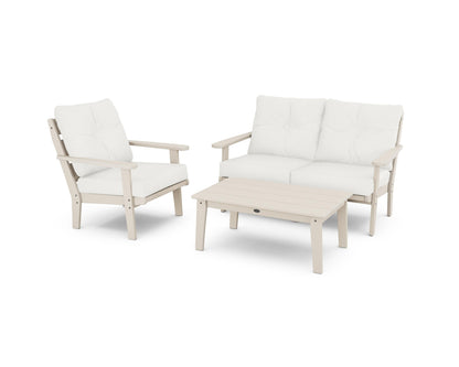 POLYWOOD® Lakeside 3-Piece Deep Seating Set in Sand / Natural Linen