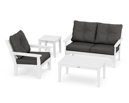 POLYWOOD® Vineyard 4-Piece Deep Seating Set in White / Spectrum Carbon