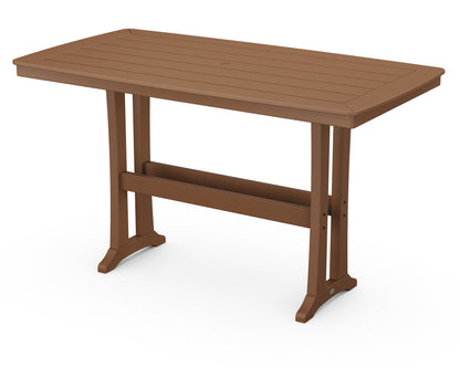 POLYWOOD® Nautical Trestle 38" x 73" Bar Table in Teak