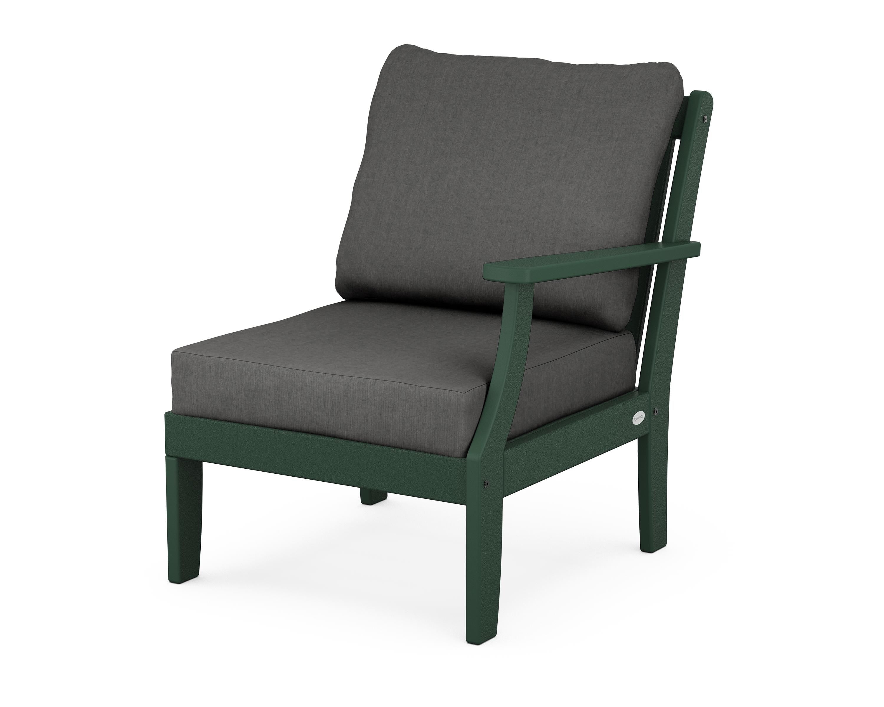 POLYWOOD® Braxton Modular Right Arm Chair in Green / Spectrum Carbon
