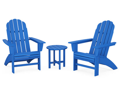 POLYWOOD® Vineyard 3-Piece Curveback Adirondack Set in Pacific Blue