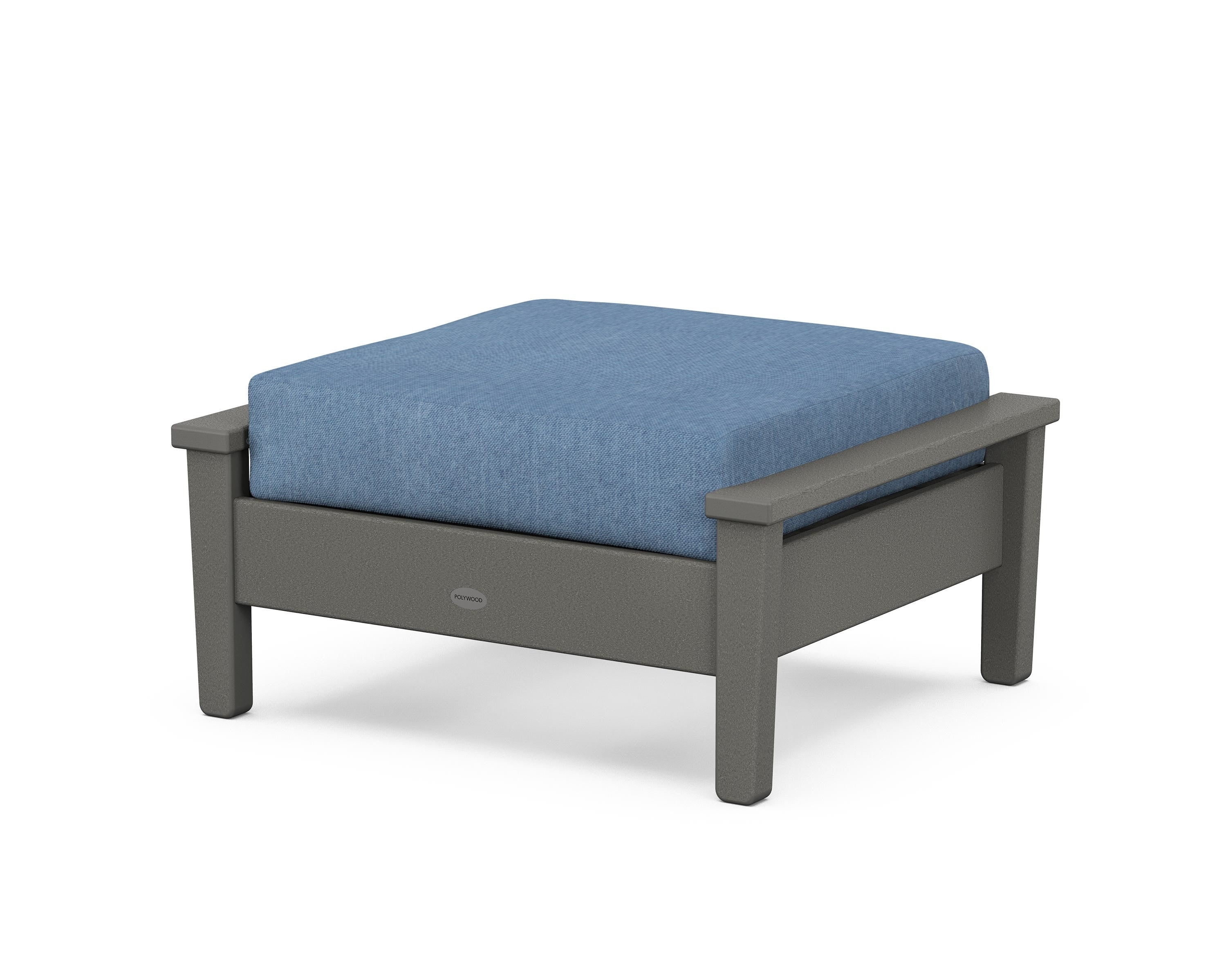 POLYWOOD® Prescott Deep Seating Ottoman in Slate Grey / Sky Blue