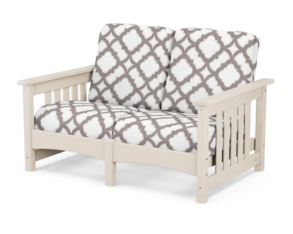 POLYWOOD® Club Mission Loveseat in Sand / Trellis Grey Mist
