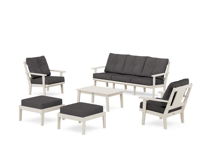 POLYWOOD® Prairie 6-Piece Lounge Sofa Set in Sand / Ash Charcoal