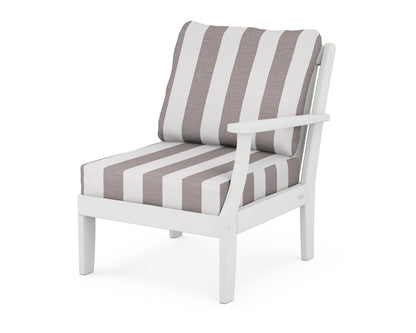 POLYWOOD® Braxton Modular Right Arm Chair in White / Cabana Stripe Grey Mist
