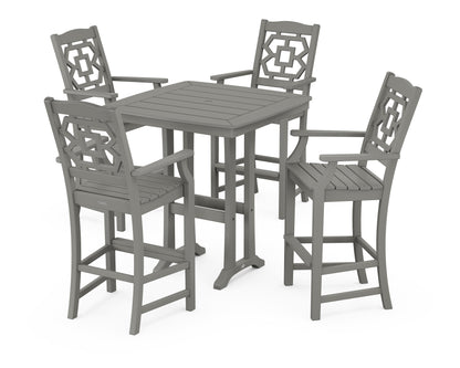 Martha Stewart by POLYWOOD® Chinoiserie 5-Piece Bar Set with Trestle Legs in Slate Grey