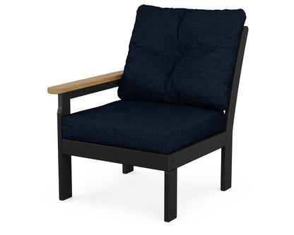 POLYWOOD® Vineyard Modular Left Arm Chair in Black / Natural / Marine Indigo