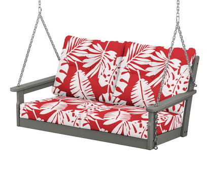 POLYWOOD® Vineyard Deep Seating Swing in Slate Grey / Leaf Crimson