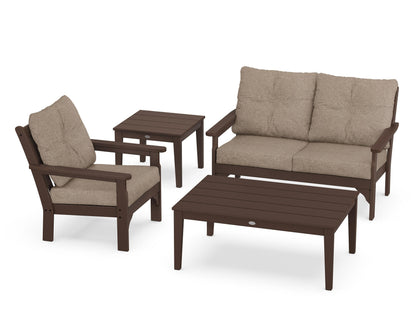 POLYWOOD® Vineyard 4-Piece Deep Seating Set in Mahogany / Spiced Burlap