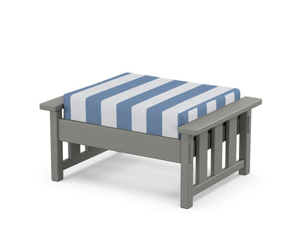 Martha Stewart by POLYWOOD® Acadia Deep Seating Ottoman in Slate Grey / Cabana Stripe Sky Blue