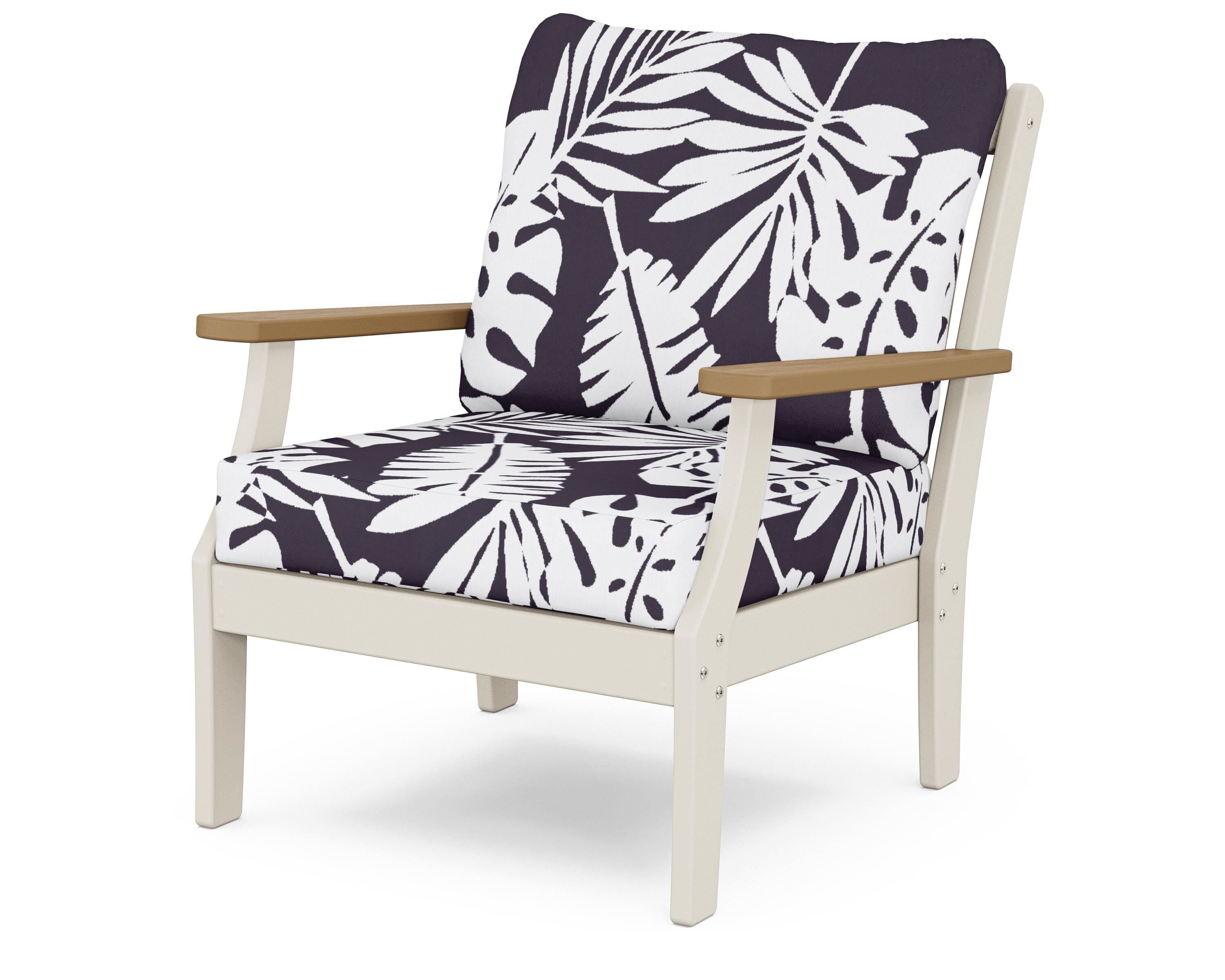 POLYWOOD® Braxton Deep Seating Chair in Sand / Natural / Leaf Navy