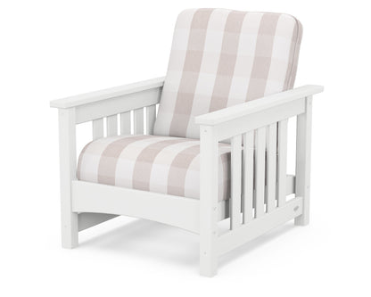 POLYWOOD® Club Mission Chair in White / Buffalo Plaid Dune Burlap