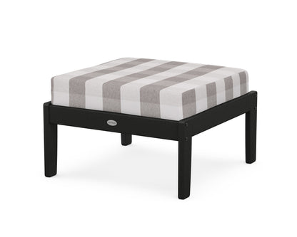 POLYWOOD® Braxton Deep Seating Ottoman in Black / Buffalo Plaid Grey Mist