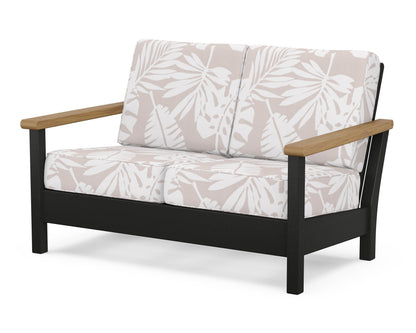 POLYWOOD® Harbour Deep Seating Loveseat in Black / Natural / Leaf Dune Burlap