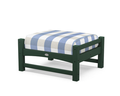 POLYWOOD® Club Ottoman in Green / Buffalo Plaid Sky Blue