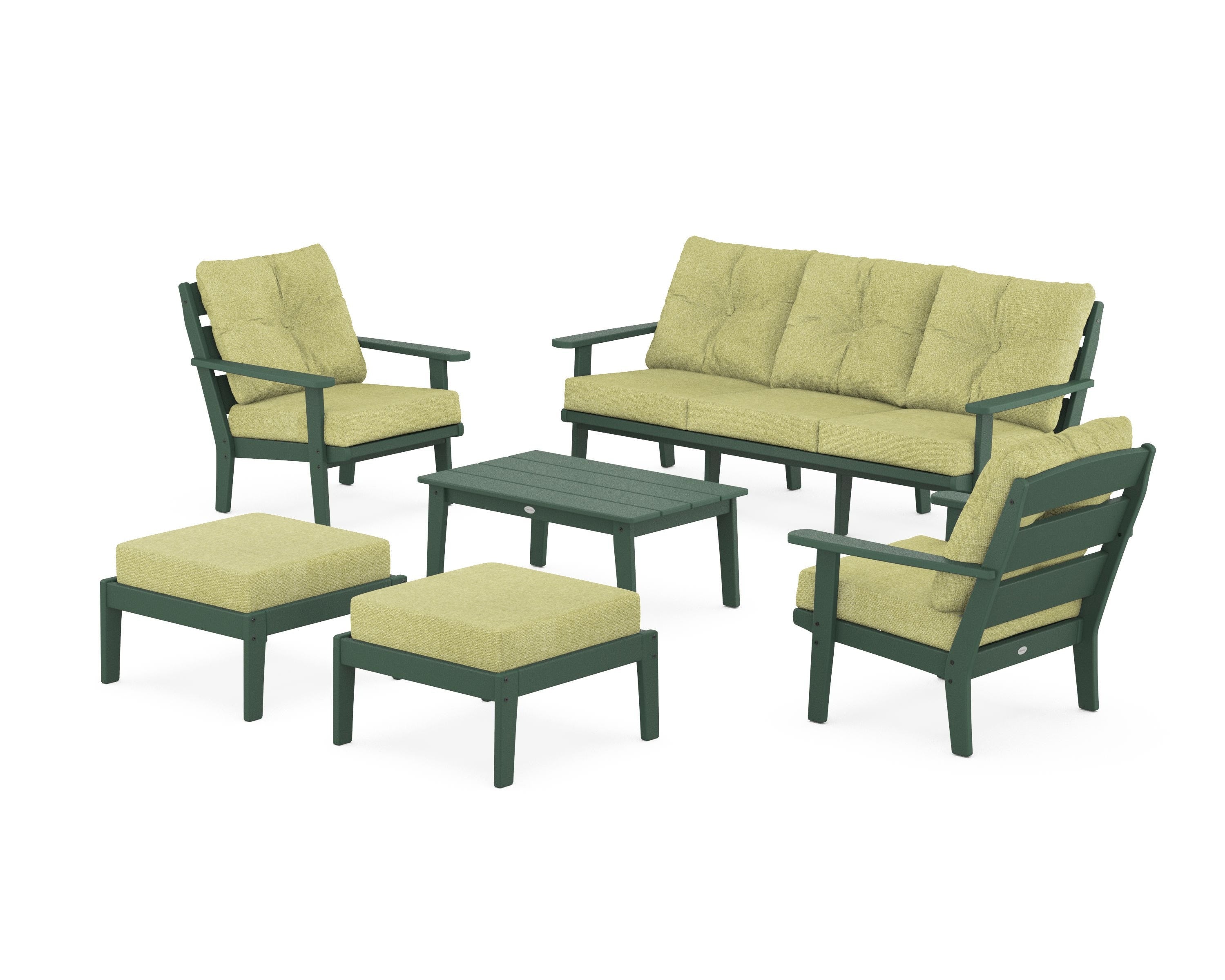 POLYWOOD® Lakeside 6-Piece Lounge Sofa Set in Green / Chartreuse Boucle