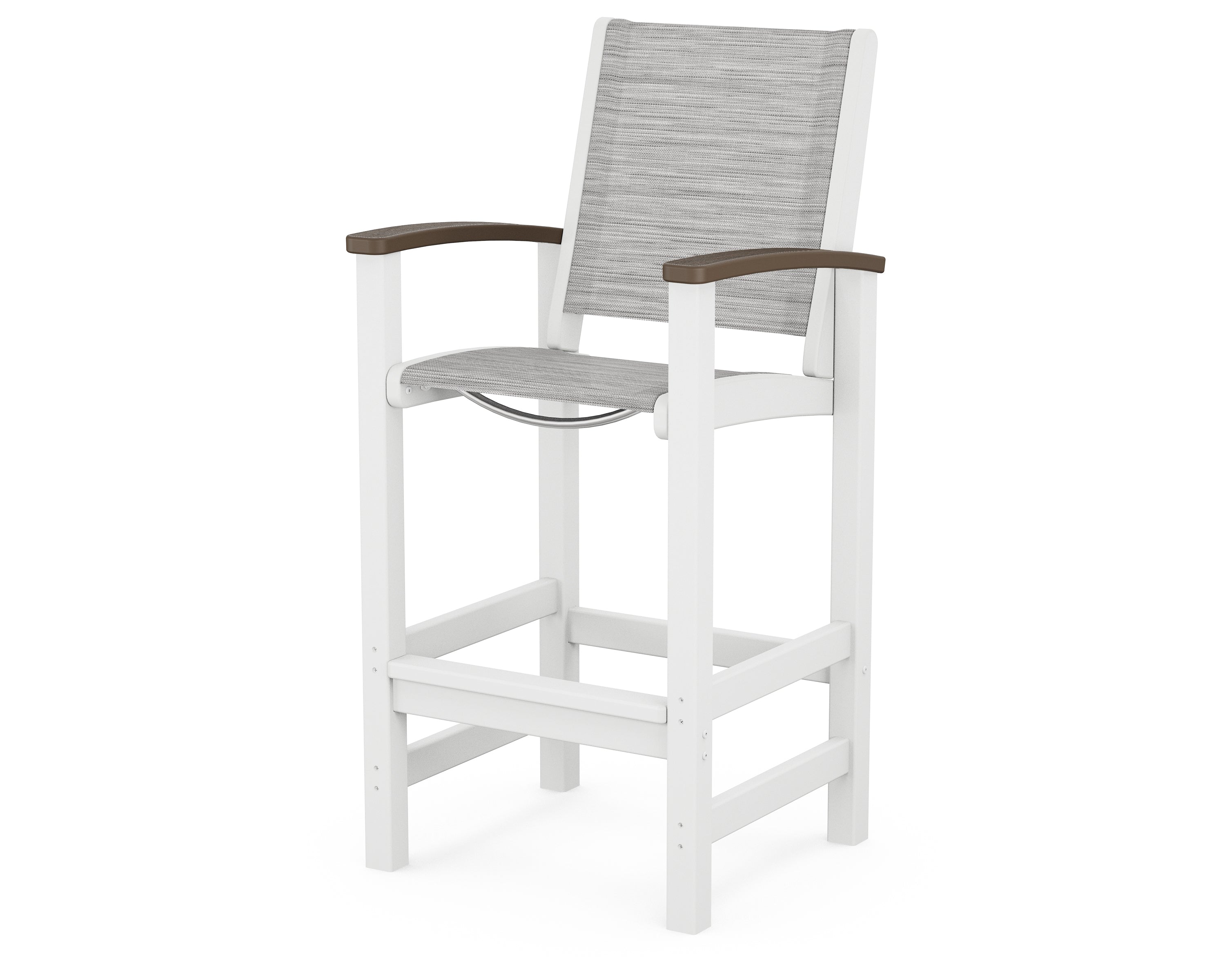 POLYWOOD® Coastal Bar Chair in White / Kona / Metallic Sling