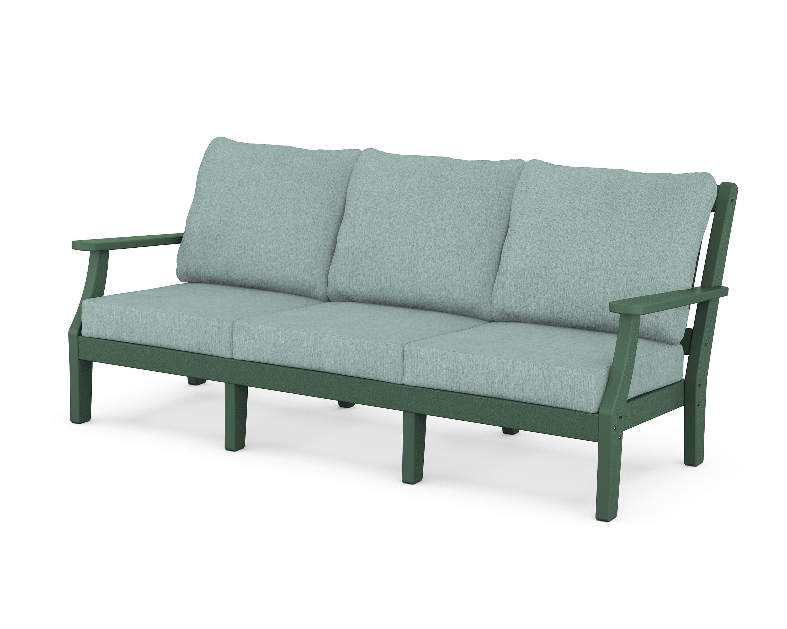 Martha Stewart by POLYWOOD® Chinoiserie Deep Seating Sofa in Green / Glacier Spa
