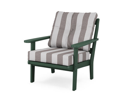 POLYWOOD® Mission Deep Seating Chair in Green / Cabana Stripe Grey Mist