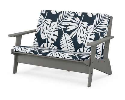 POLYWOOD® Riviera Modern Lounge Loveseat in Slate Grey / Leaf Marine Indigo
