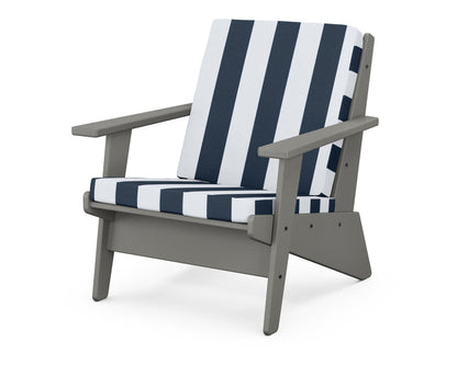 POLYWOOD® Riviera Modern Lounge Chair in Slate Grey / Cabana Stripe Marine Indigo