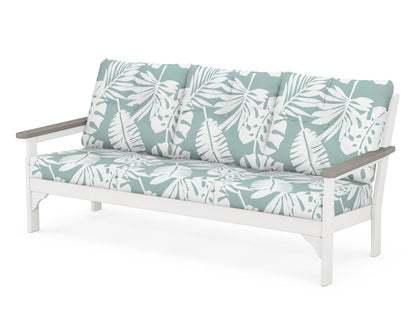 POLYWOOD® Vineyard Deep Seating Sofa in White / Driftwood / Leaf Glacier Spa