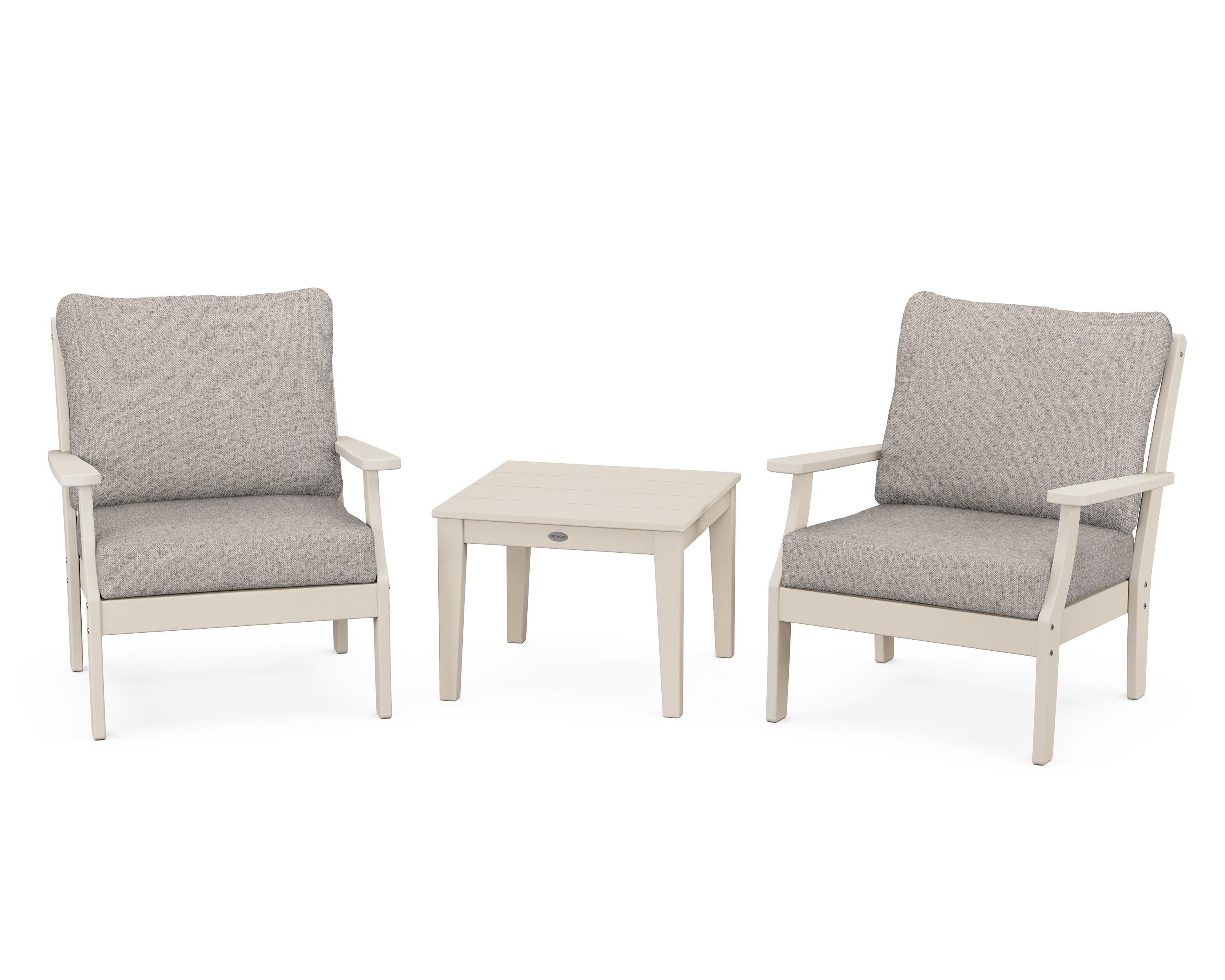 POLYWOOD® Braxton 3-Piece Deep Seating Set in Sand / Weathered Tweed