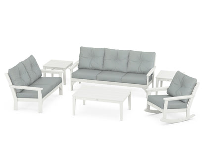 POLYWOOD® Vineyard 6-Piece Deep Seating Set in Vintage White / Spa