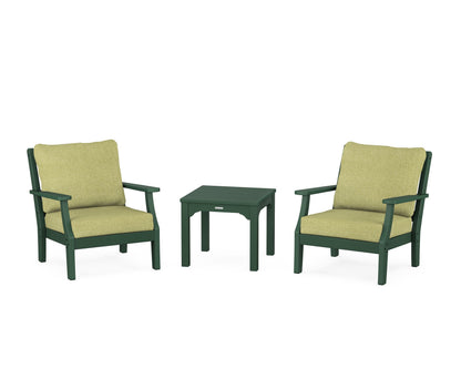 Martha Stewart by POLYWOOD® Chinoiserie 3-Piece Deep Seating Set in Green / Chartreuse Boucle
