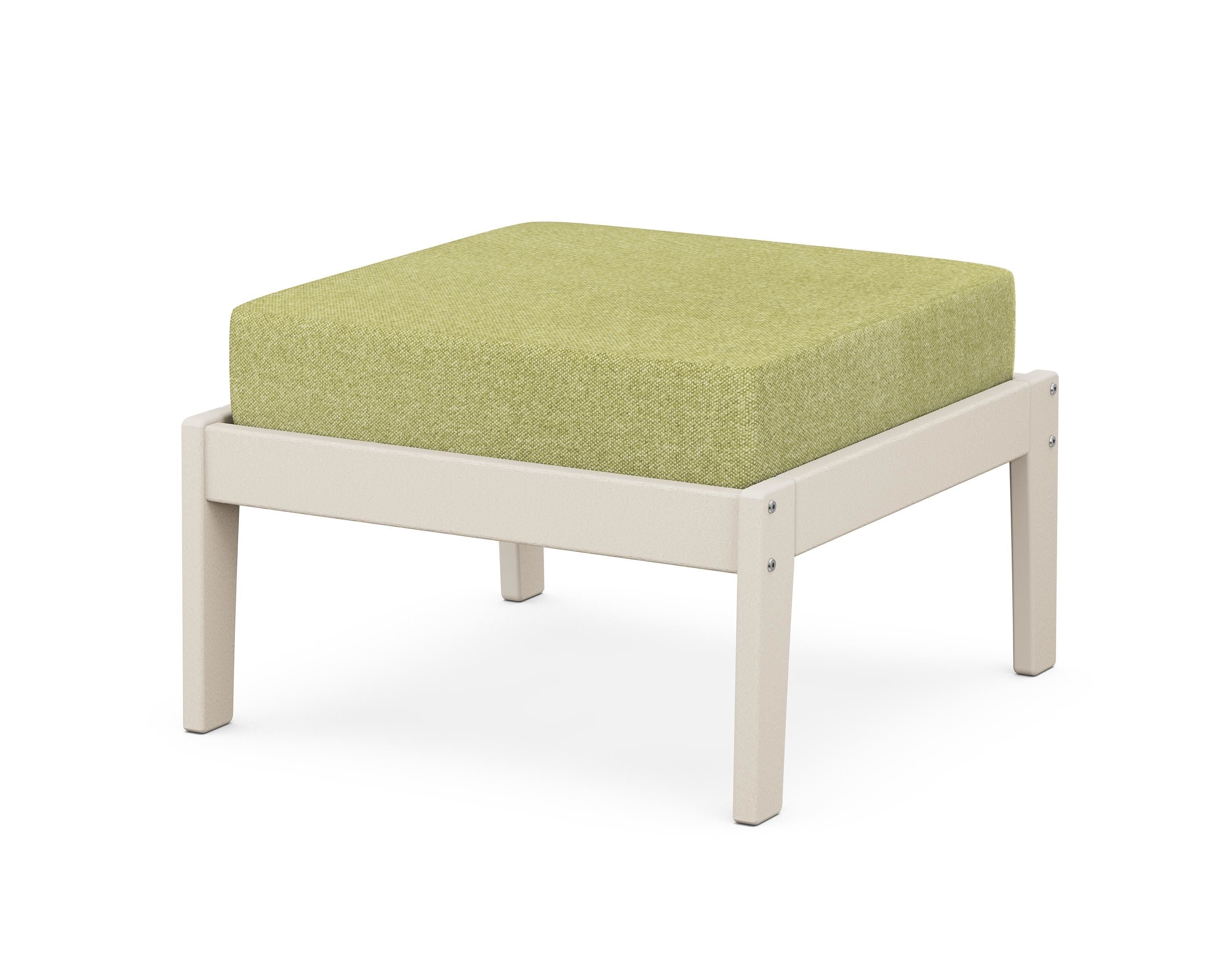Unbranded Deep Seating Ottoman in Sand / Chartreuse Boucle