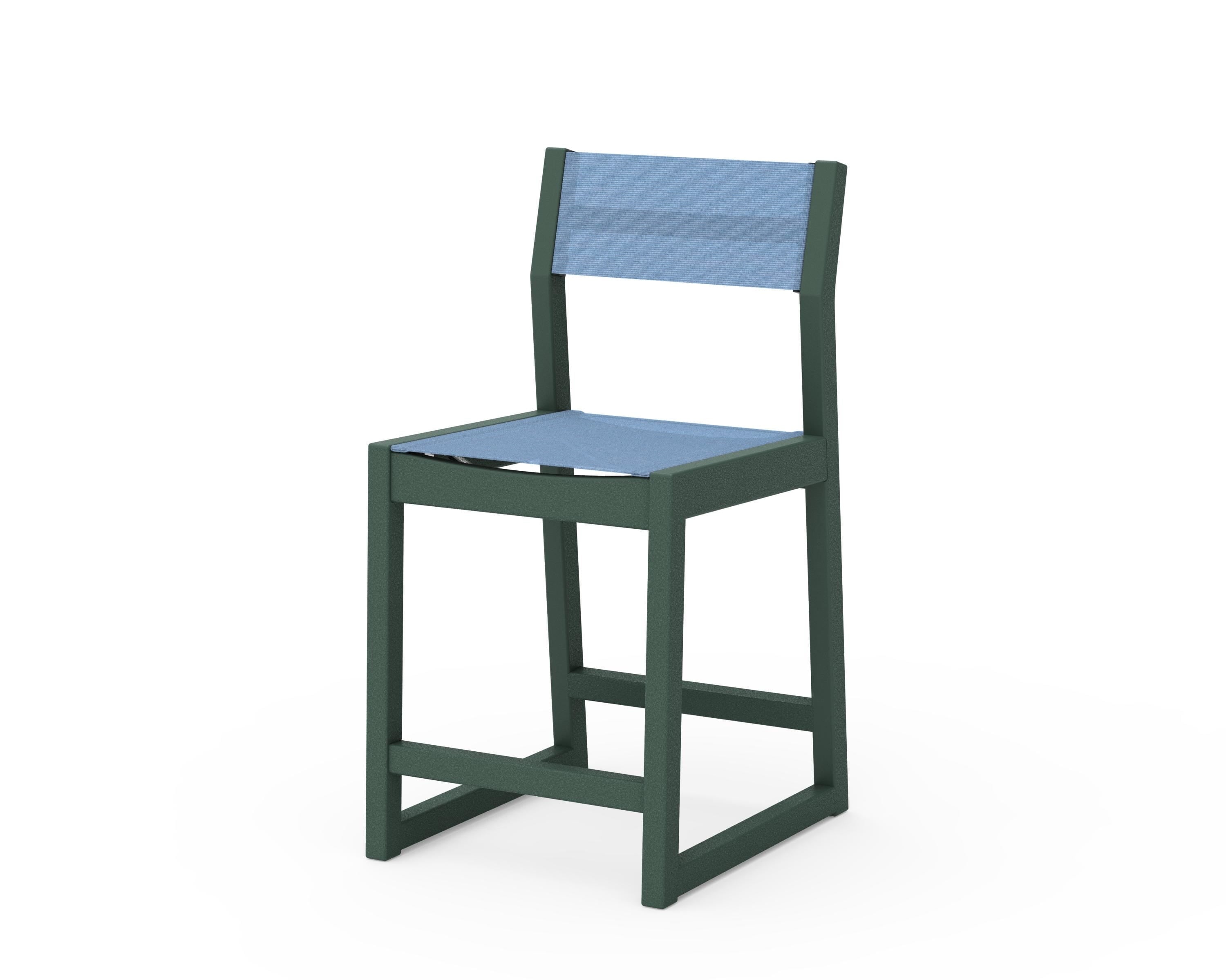 POLYWOOD® EDGE Sling Counter Side Chair in Green / Poolside Sling