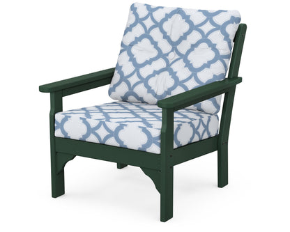 POLYWOOD® Vineyard Deep Seating Chair in Green / Trellis Sky Blue