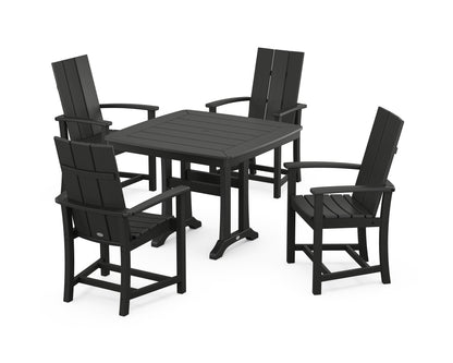 POLYWOOD® Modern Adirondack 5-Piece Dining Set with Trestle Legs in Black