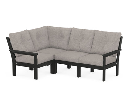POLYWOOD® Vineyard 4-Piece Sectional in Black / Weathered Tweed