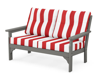 POLYWOOD® Vineyard Deep Seating Loveseat in Slate Grey / Cabana Stripe Crimson