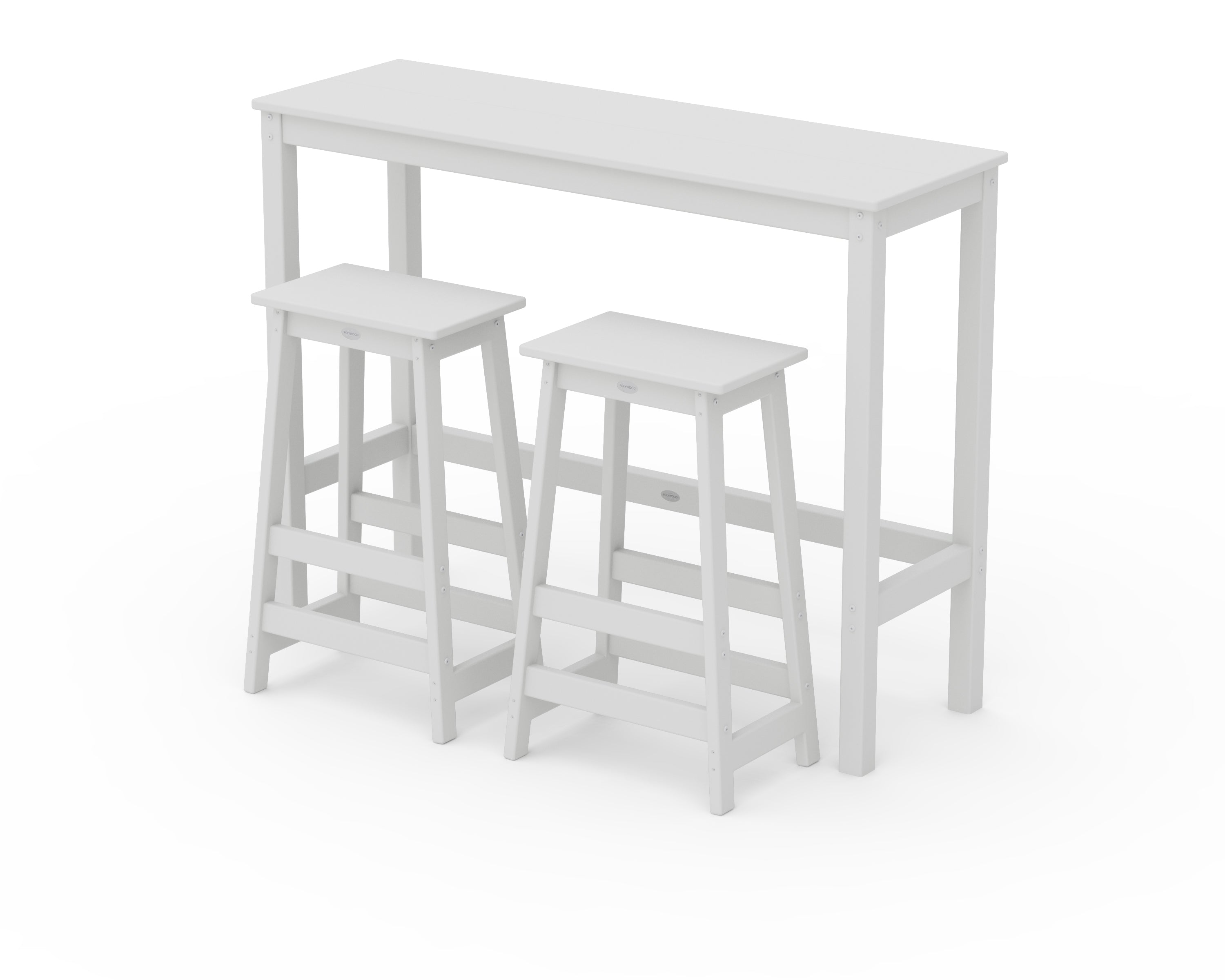 POLYWOOD® Modern Studio Stool 3-Piece Bar Balcony Set in White