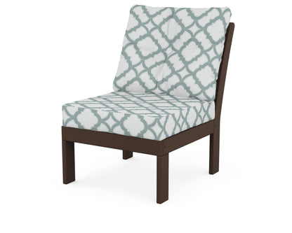 POLYWOOD® Vineyard Modular Armless Chair in Mahogany / Trellis Glacier Spa