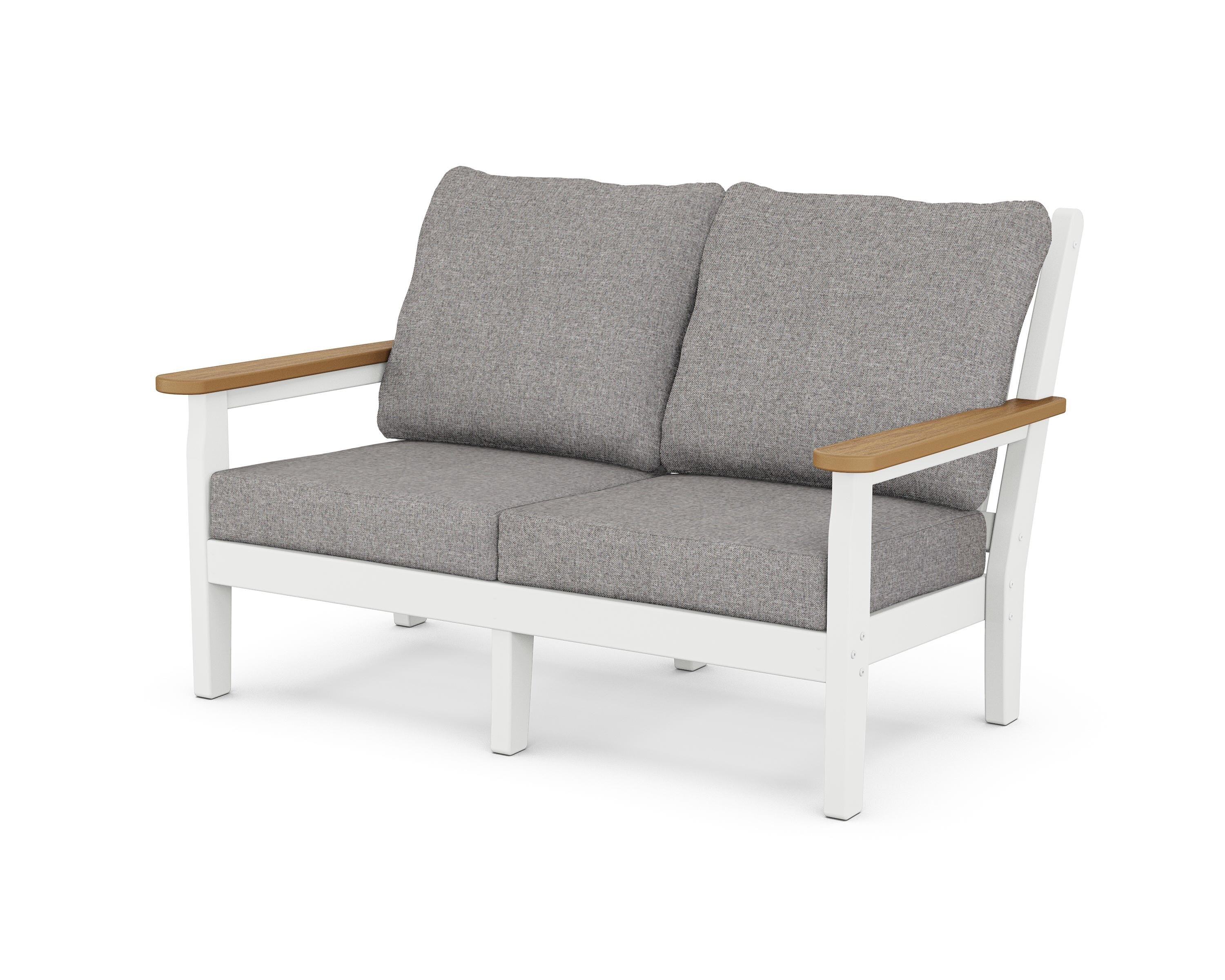 POLYWOOD® Chippendale Deep Seating Loveseat in White / Natural / Grey Mist