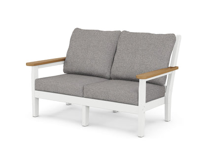 POLYWOOD® Chippendale Deep Seating Loveseat in White / Natural / Grey Mist