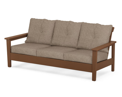 POLYWOOD® Prescott Deep Seating Sofa in Teak / Spiced Burlap