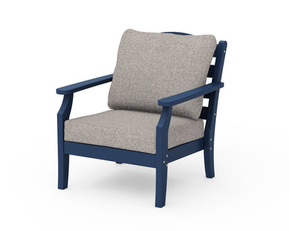 Draper James™ by  POLYWOOD® Savannah Deep Seating Chair in Navy / Weathered Tweed