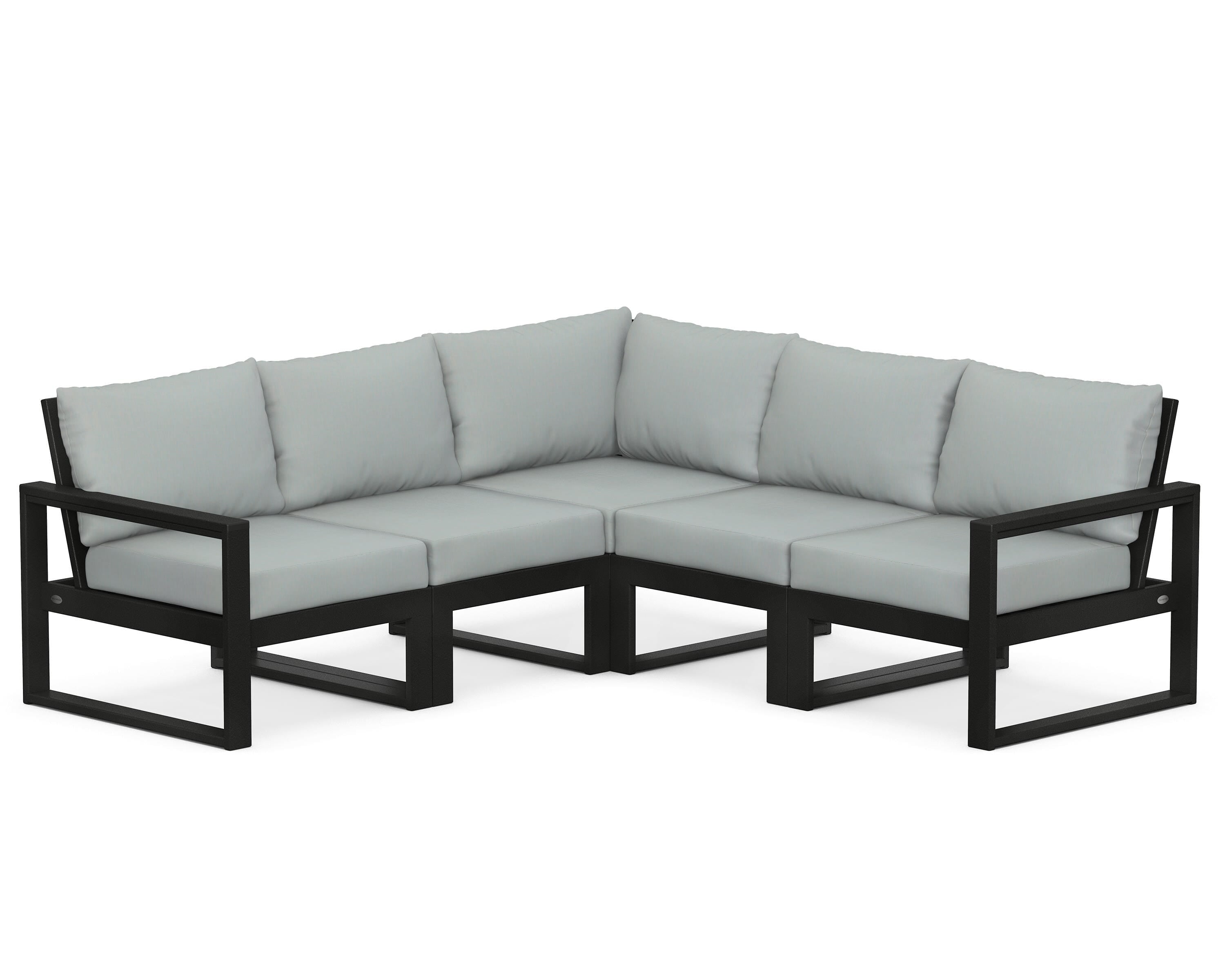 POLYWOOD® EDGE 5-Piece Modular Deep Seating Set in Black / Spa