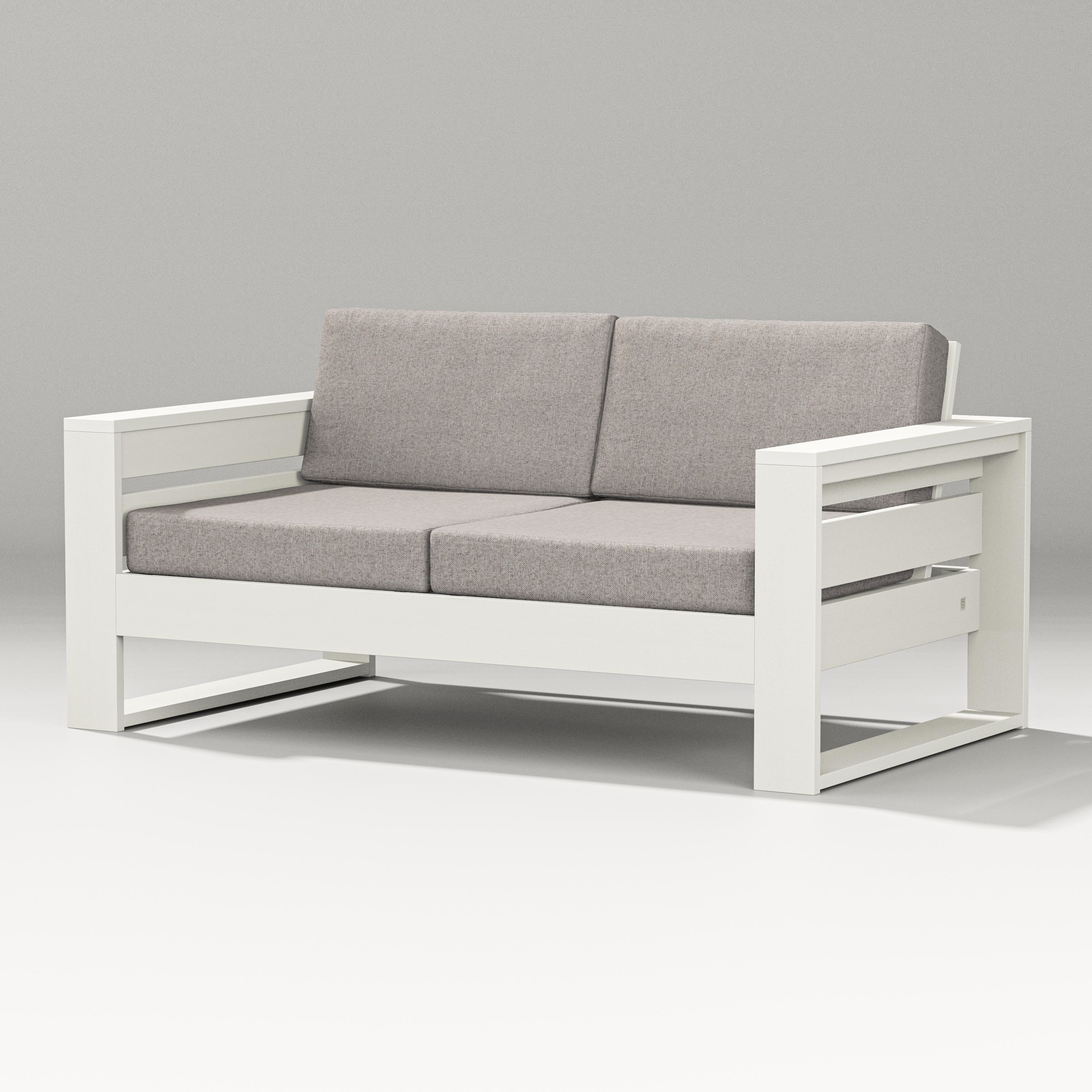 PW Designer Series Latitude Loveseat in Vintage White / Weathered Tweed