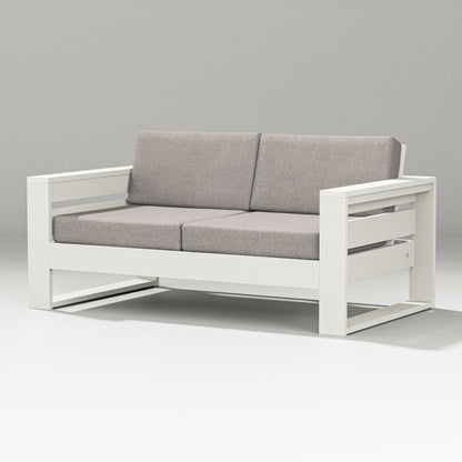 PW Designer Series Latitude Loveseat in Vintage White / Weathered Tweed