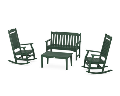 Country Living Cottage Rocking Chair 4-Piece Porch Set in Green
